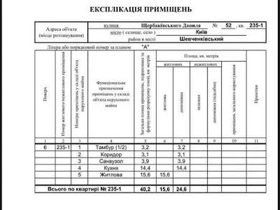 квартира за адресою Данила Щербаківського вул. (Щербакова), 52